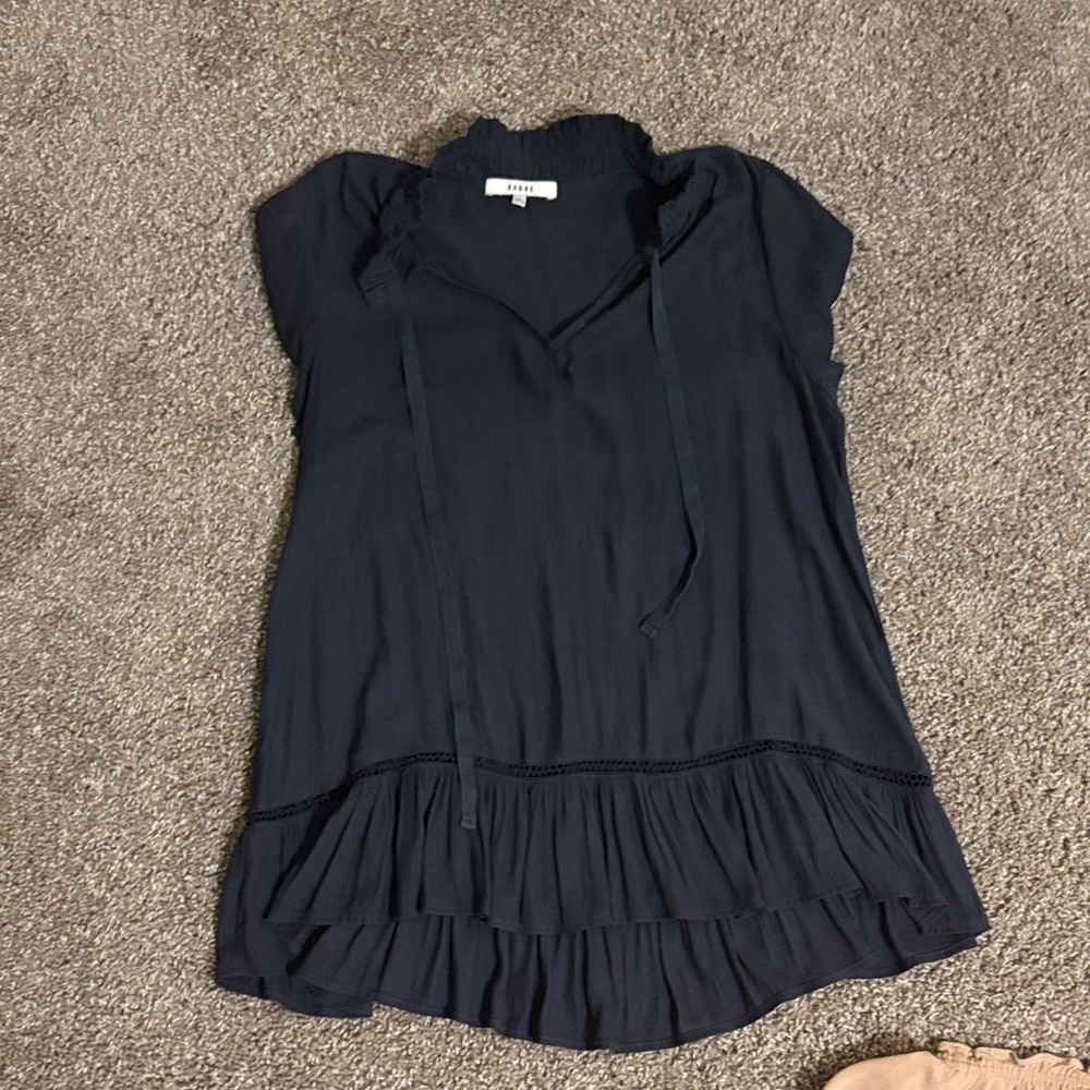 Black Ruffled Sleeveless Top